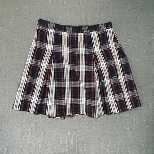 Becky Thatcher Plaid Uniform Skirt Girls Sz 10.5 Red White Blue Pleated School